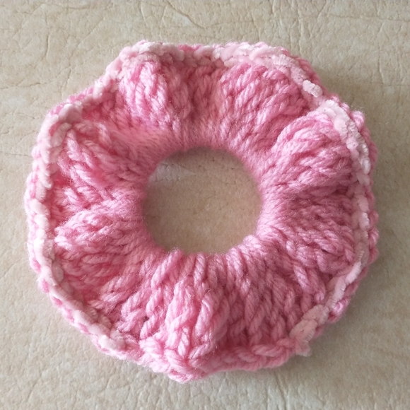 Pink Scrunchie with Light Pink Velvet Outline - Picture 2 of 5